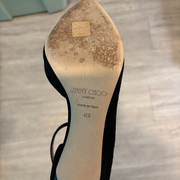 Jimmy Choo Ankle Strap Suede Heels (Black) - Picture 5 of 6